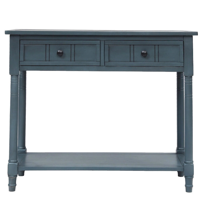 Console vintage avec 2 tiroirs et étagère inférieure