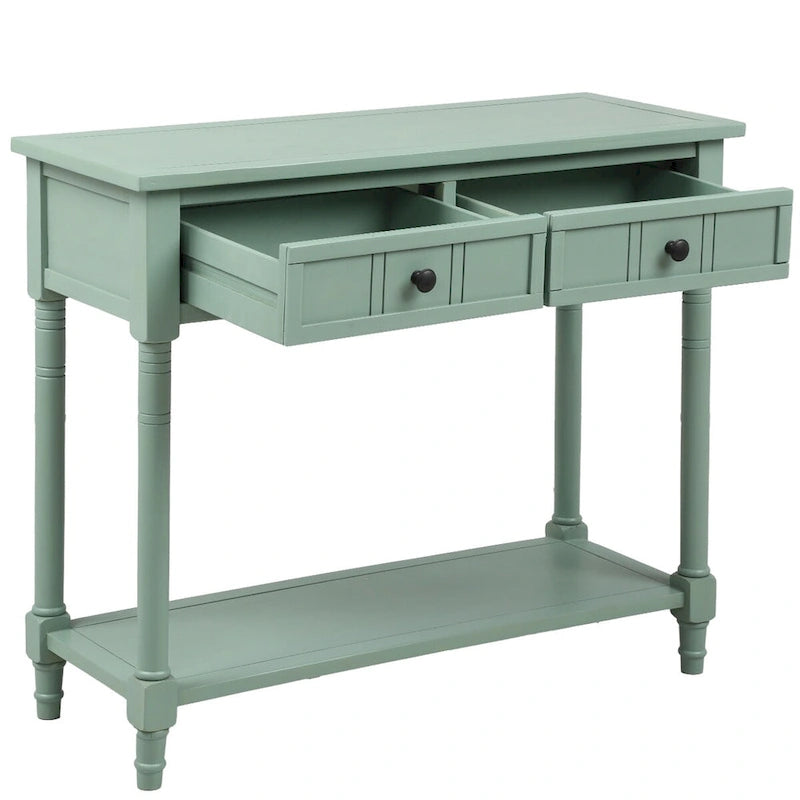 Console vintage avec 2 tiroirs et étagère inférieure
