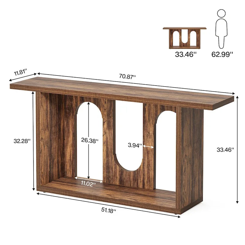 Console de canapé en bois de 70,87 pouces pour entrée et salon