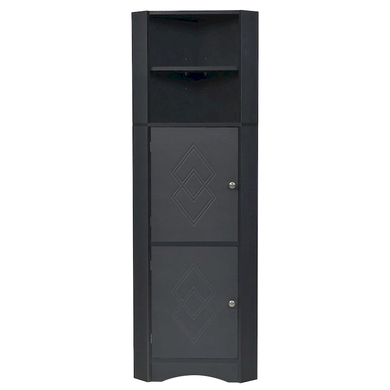 Meuble Colonne de Salle de Bain d'Angle, Meuble de Rangement sur Pied avec Portes et Étagères Réglables, Panneau MDF