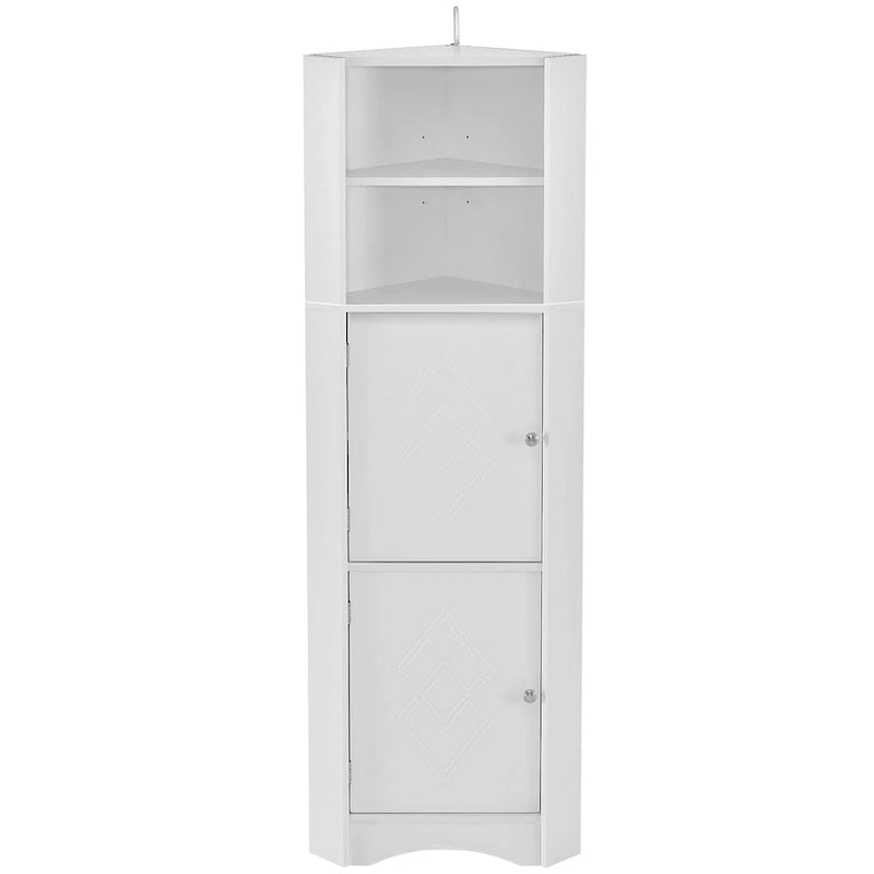 Meuble Colonne de Salle de Bain d'Angle, Meuble de Rangement sur Pied avec Portes et Étagères Réglables, Panneau MDF