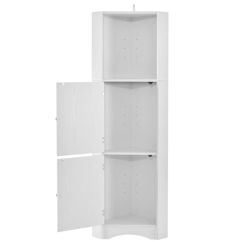 Meuble Colonne de Salle de Bain d'Angle, Meuble de Rangement sur Pied avec Portes et Étagères Réglables, Panneau MDF