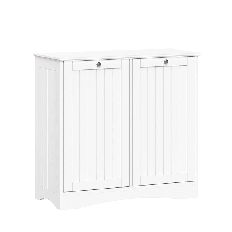 Meuble de salle de bain double à bascule avec sacs à linge en tissu