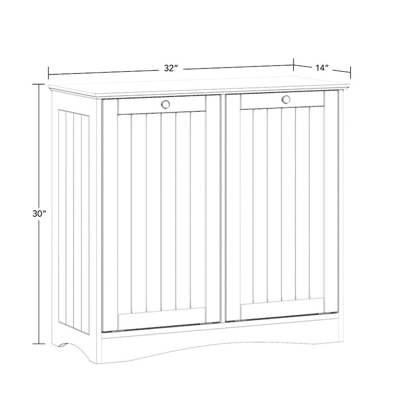 Meuble de salle de bain double à bascule avec sacs à linge en tissu