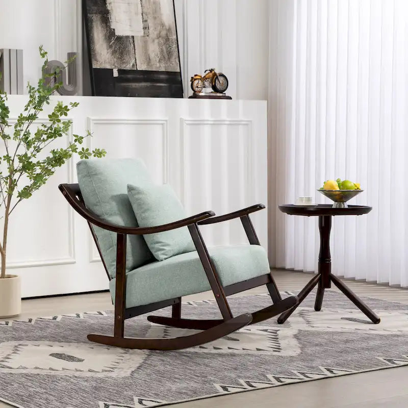 Fauteuil à bascule en lin et bois massif