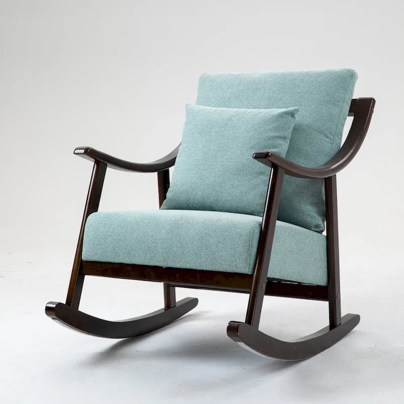 Fauteuil à bascule en lin et bois massif