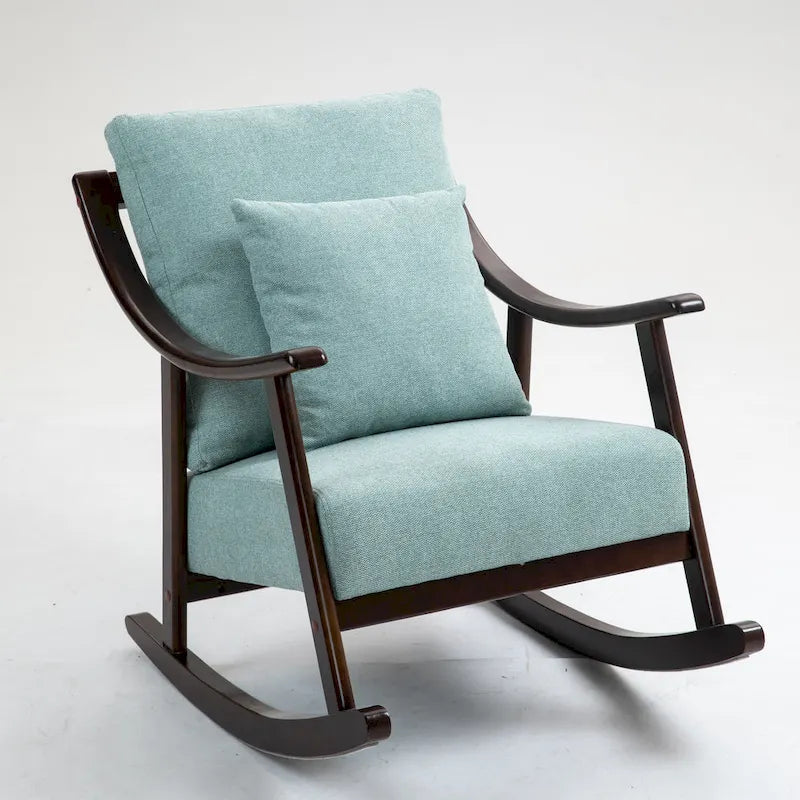 Fauteuil à bascule en lin et bois massif