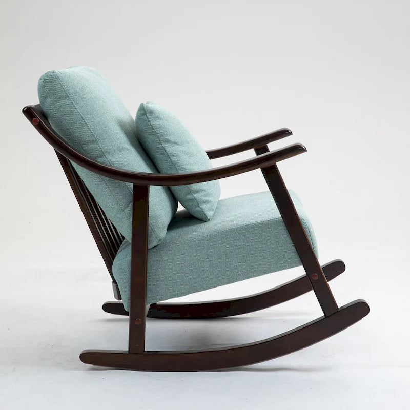 Fauteuil à bascule en lin et bois massif