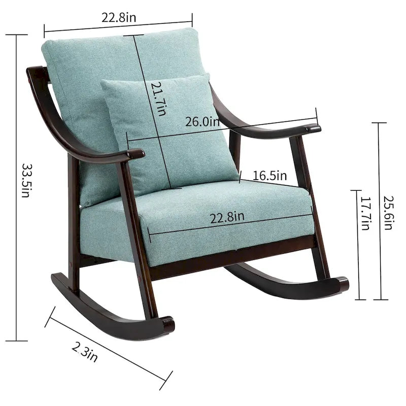 Fauteuil à bascule en lin et bois massif