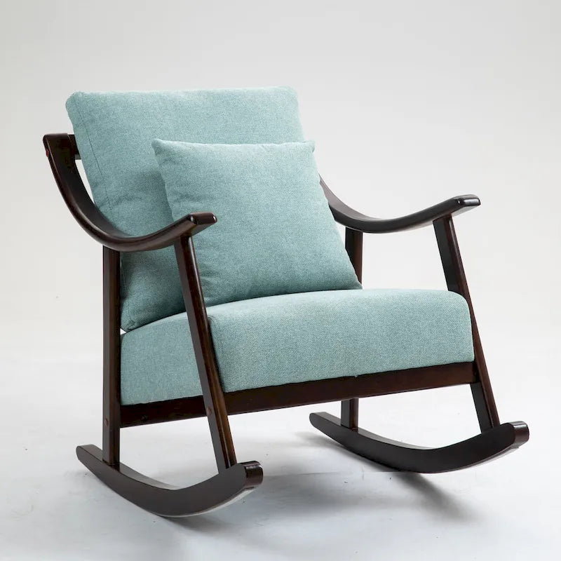 Fauteuil à bascule en lin et bois massif