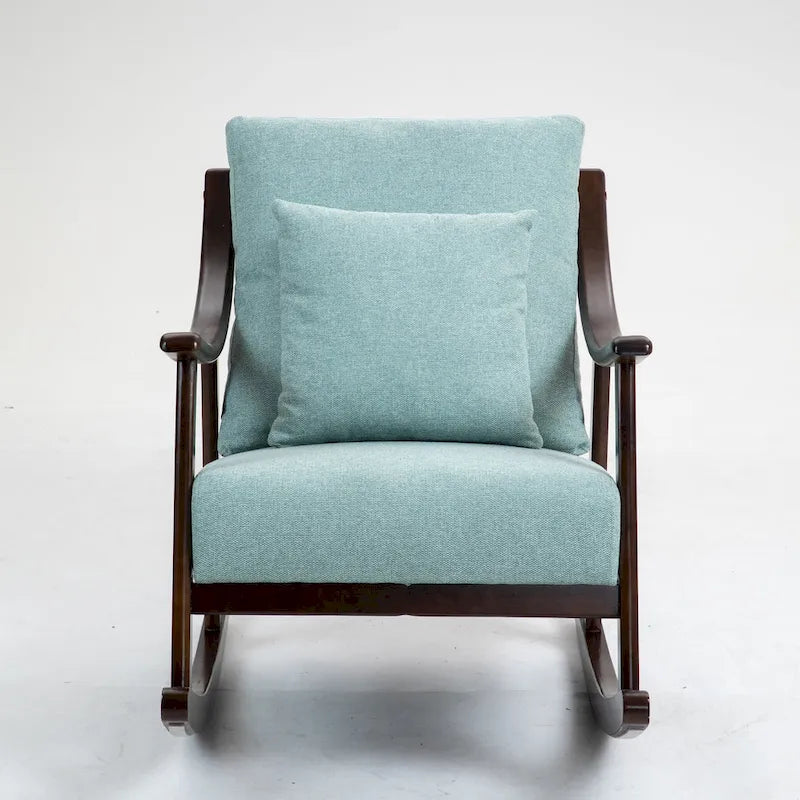 Fauteuil à bascule en lin et bois massif