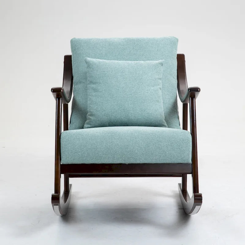 Fauteuil à bascule en lin et bois massif