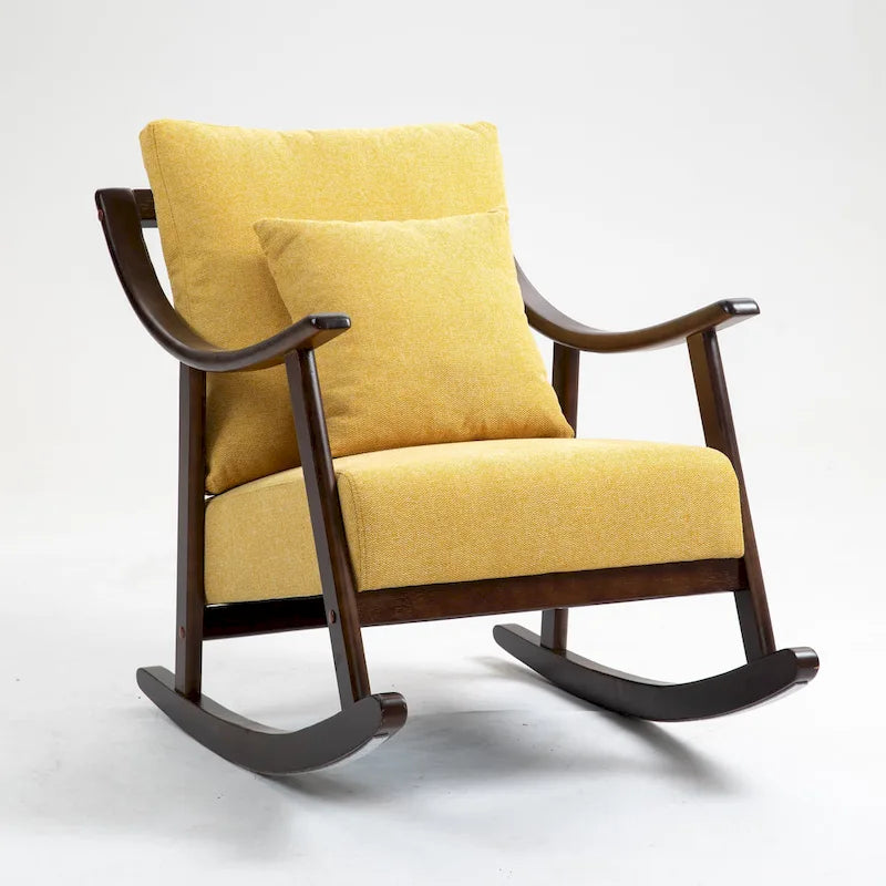Fauteuil à bascule en lin et bois massif