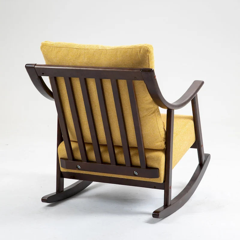 Fauteuil à bascule en lin et bois massif
