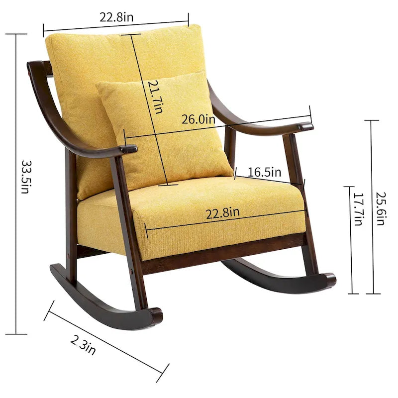 Fauteuil à bascule en lin et bois massif