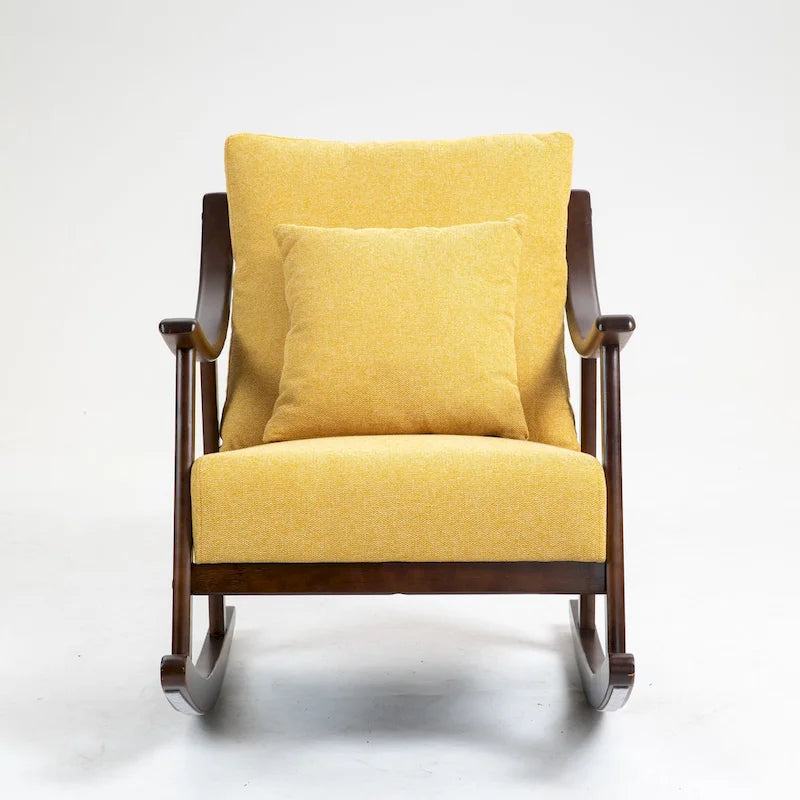Fauteuil à bascule en lin et bois massif