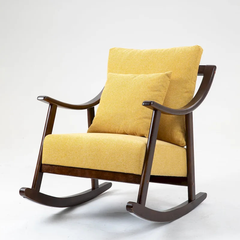 Fauteuil à bascule en lin et bois massif