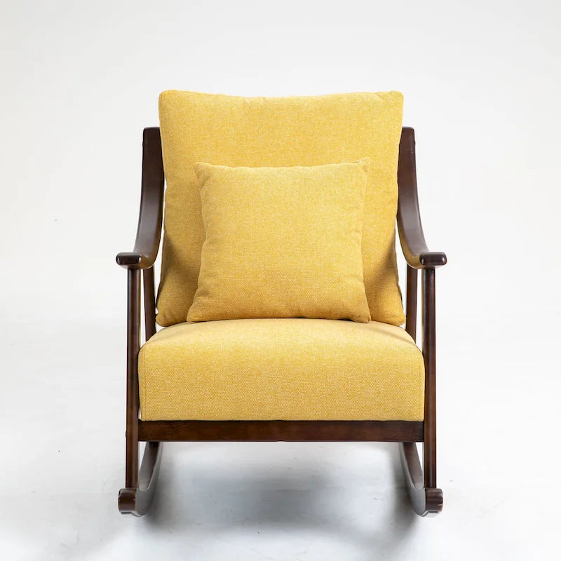 Fauteuil à bascule en lin et bois massif