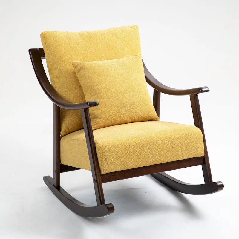 Fauteuil à bascule en lin et bois massif
