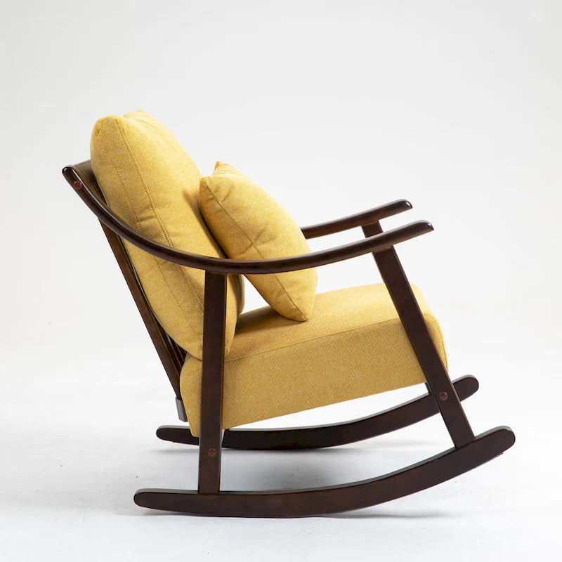 Fauteuil à bascule en lin et bois massif