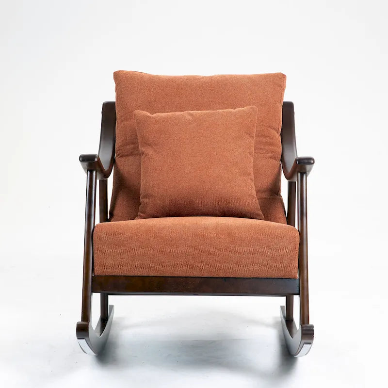 Fauteuil à bascule en lin et bois massif