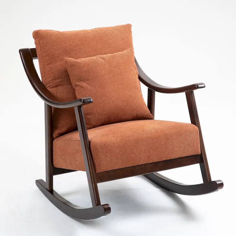 Fauteuil à bascule en lin et bois massif