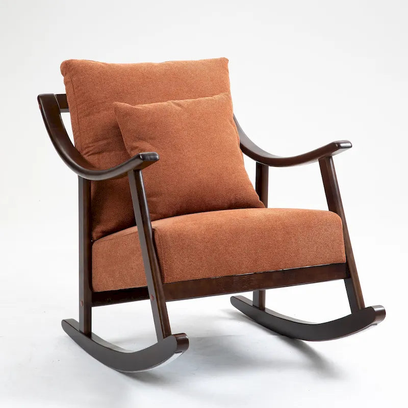 Fauteuil à bascule en lin et bois massif