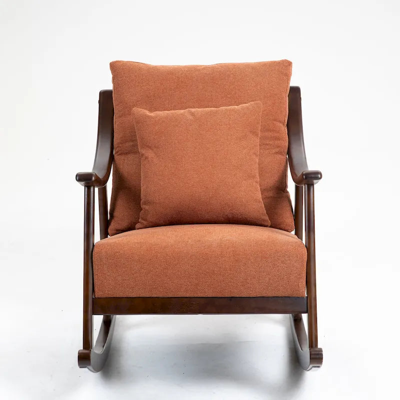 Fauteuil à bascule en lin et bois massif