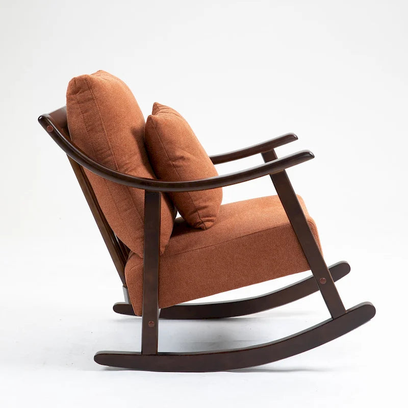 Fauteuil à bascule en lin et bois massif