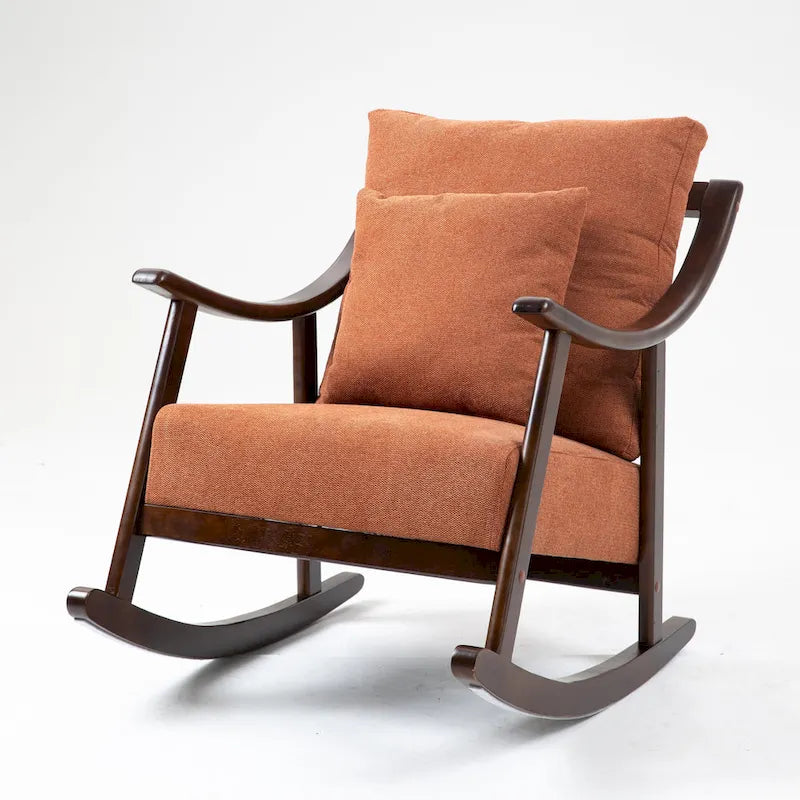 Fauteuil à bascule en lin et bois massif