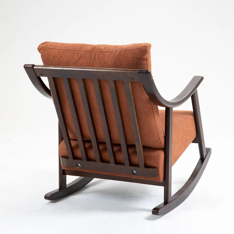 Fauteuil à bascule en lin et bois massif