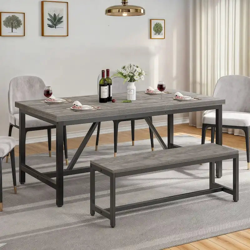 Table de salle à manger rustique de 70 pouces pour 6 à 8 personnes