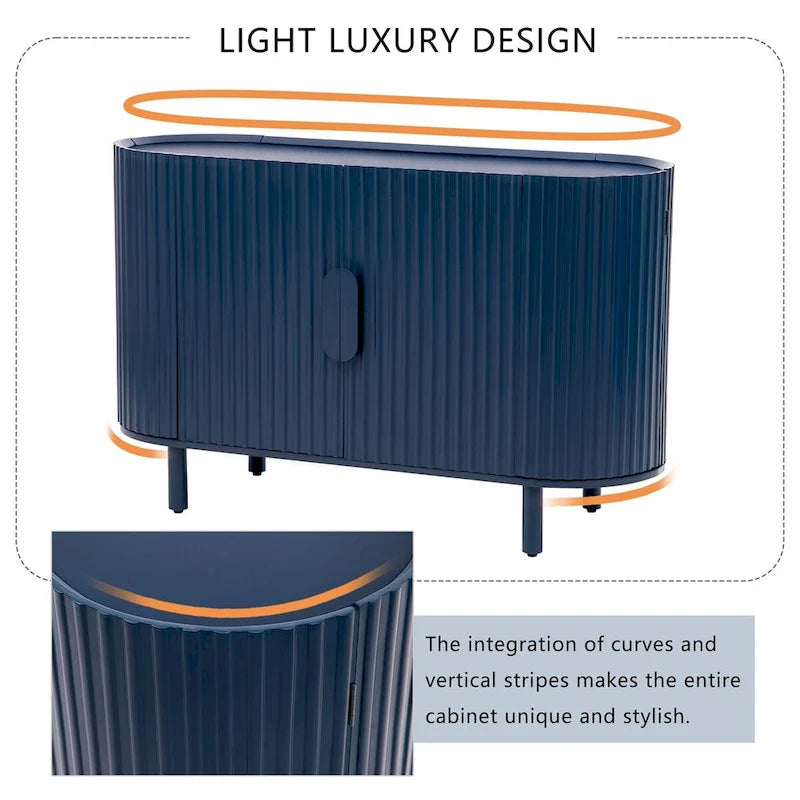 Buffet de luxe léger au design incurvé avec étagères réglables