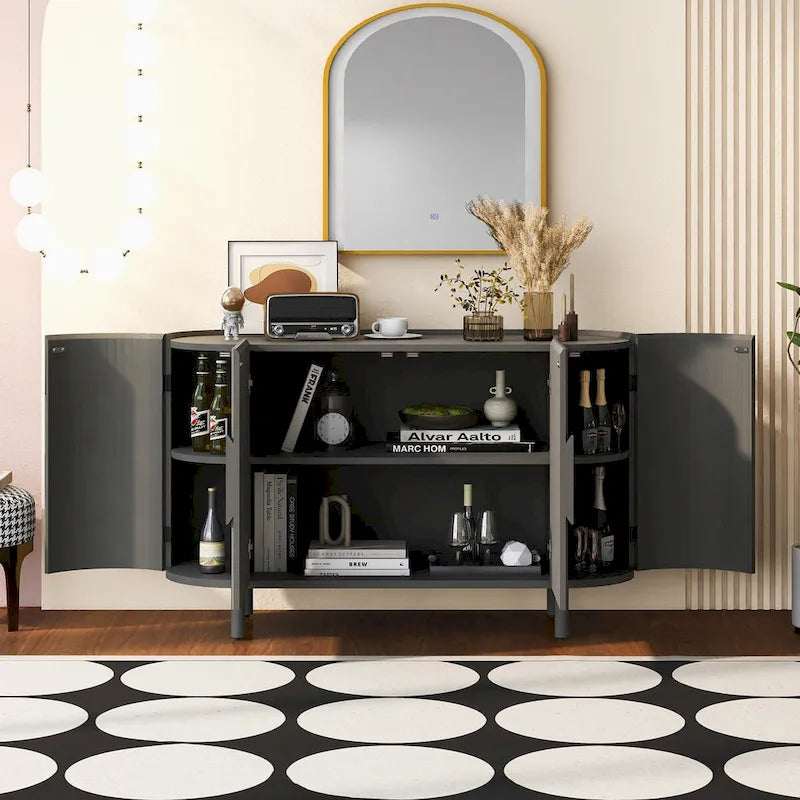 Buffet de luxe léger au design incurvé avec étagères réglables