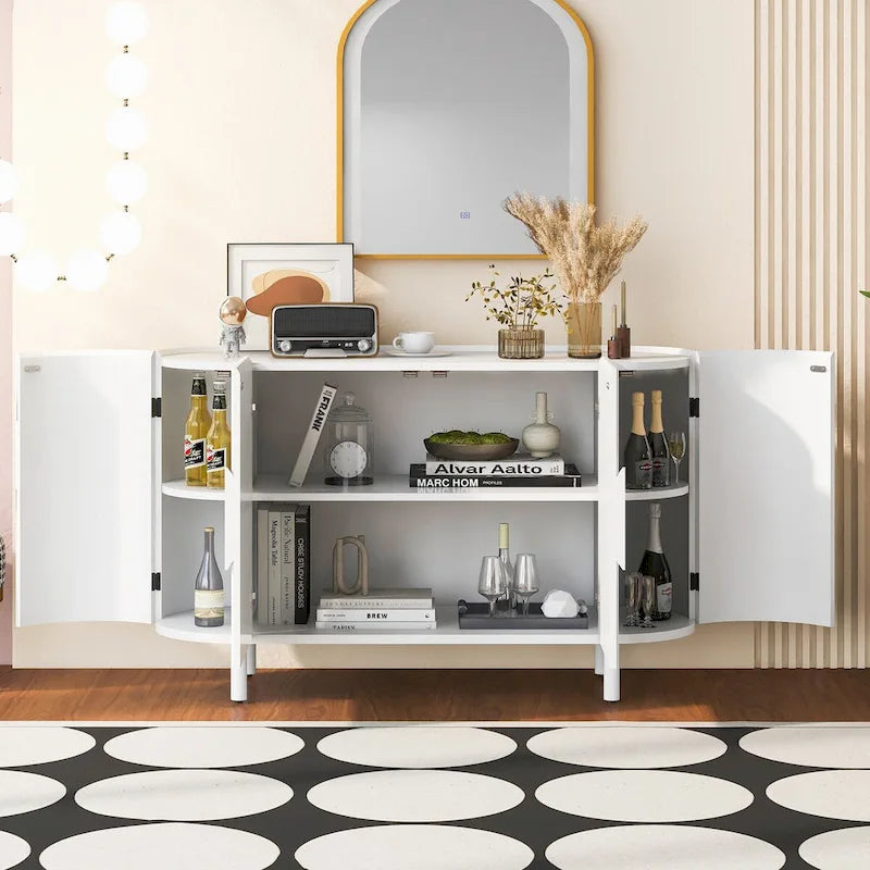 Buffet de luxe léger au design incurvé avec étagères réglables