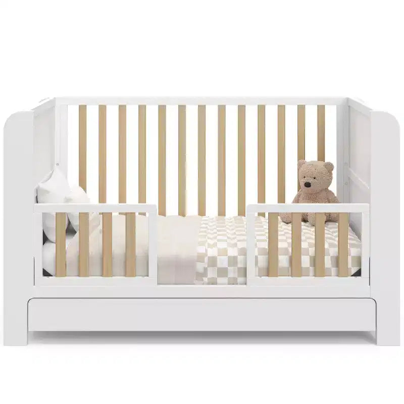 Lit convertible 4-en-1 avec tiroir et étagères amovibles, sommier réglable