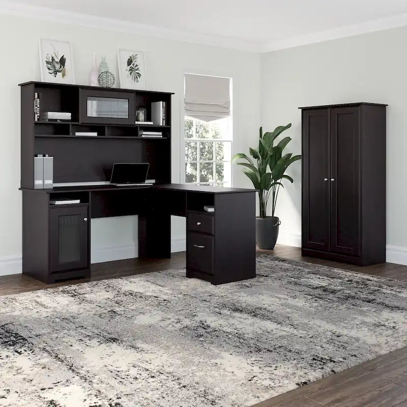 Meuble de rangement haut Cabot Espresso Oak avec portes – 31,38 long. x 16,30 larg. x 61,14 haut.