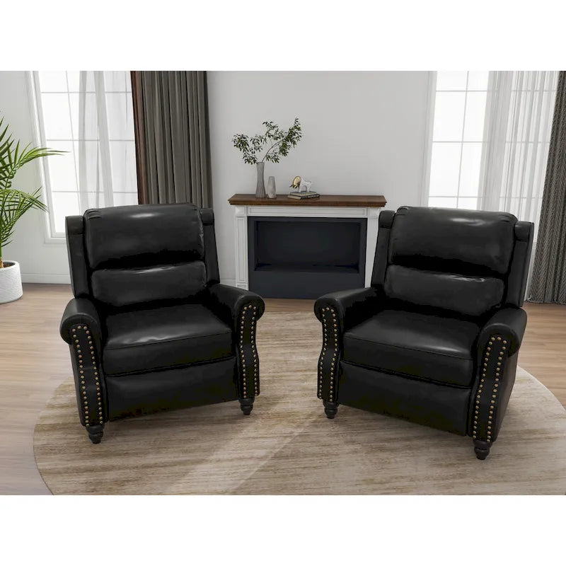 Lot de 2 fauteuils inclinables modernes à assise rembourrée en cuir PU/tissu