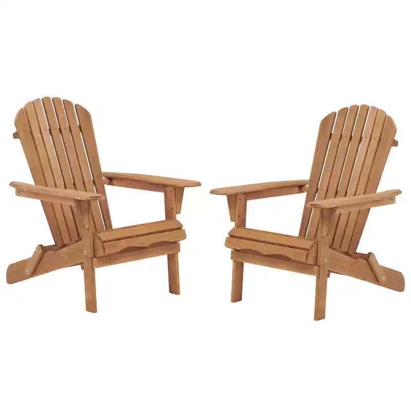 Lot de 2 chaises Adirondack pliables en bois avec dossier, chaise de patio en bois pour jardin et arrière-cour