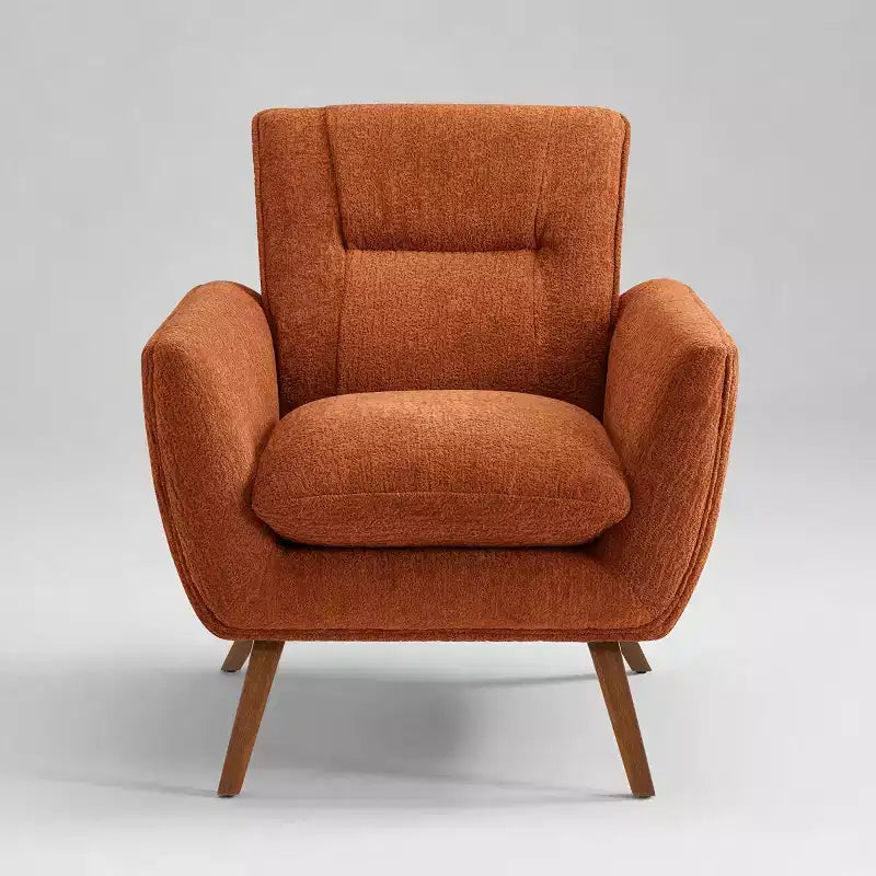 Fauteuil d'appoint confortable Art Leon en flanelle jacquard avec pieds en bois
