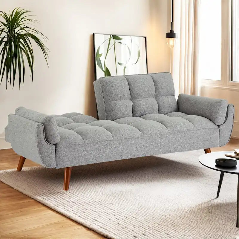 Canapé-lit futon de 75,39 pouces, canapé-lit pliant convertible inclinable pour salon avec 2 oreillers/accoudoirs
