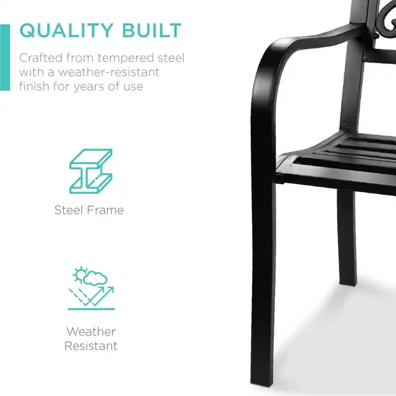 Banc d'extérieur en acier Best Choice Products, mobilier de jardin pour terrasse ou porche avec dossier à motif floral