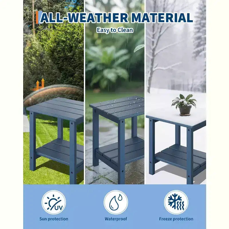 Ensemble de 4 chaises Adirondack pliantes avec 2 tables d'appoint, chaises d'extérieur modernes en HDPE pour patio, terrasse, balcon, jardin