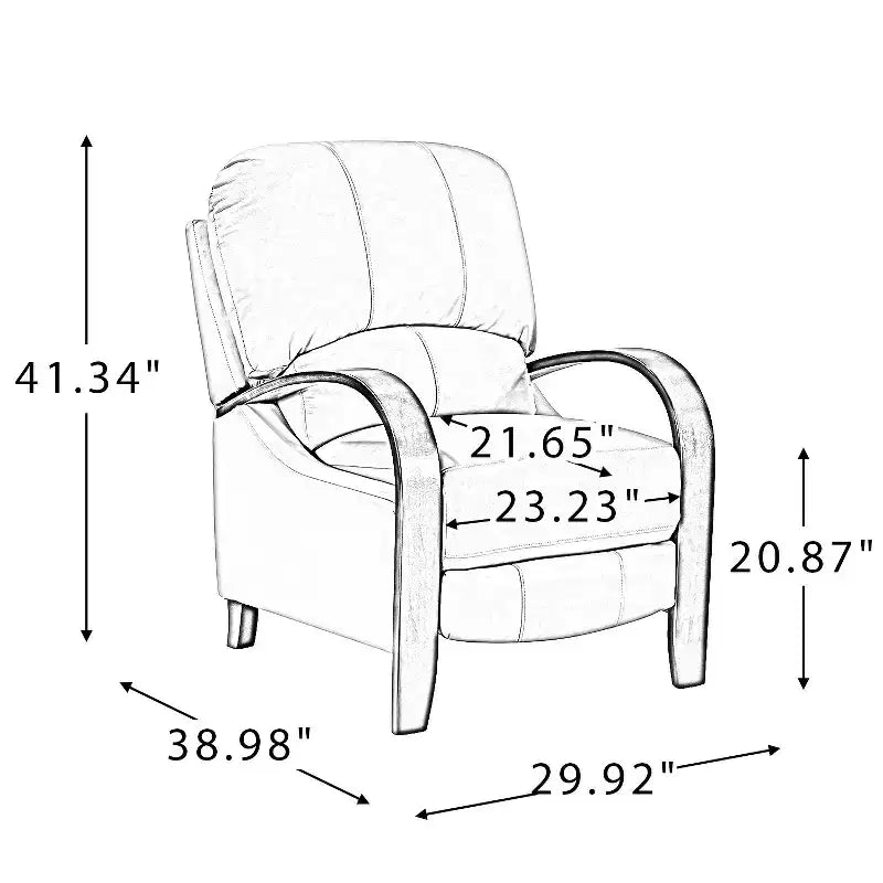 Ensemble de 2 fauteuils inclinables manuels en cuir véritable, inclinaison à 159°