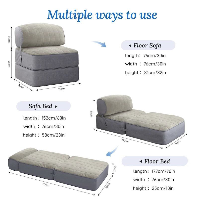 WOWMAX Canapé Lit Pliant Convertible Fauteuil Lit Pliant avec Traversin