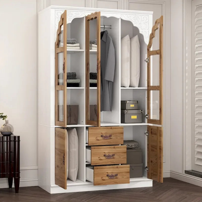 Ensemble de deux armoires Grand Closet d'inspiration vintage avec accents en métal