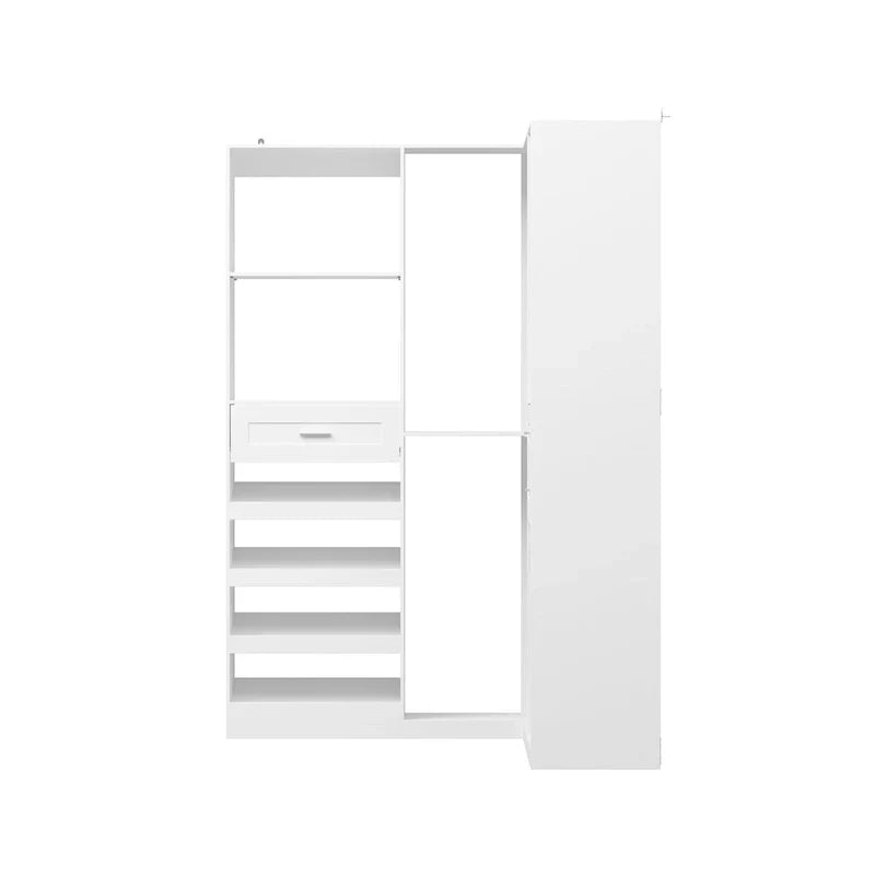 Armoire de coin avec 2 tringles, porte-pantalons et organisateur de chaussures
