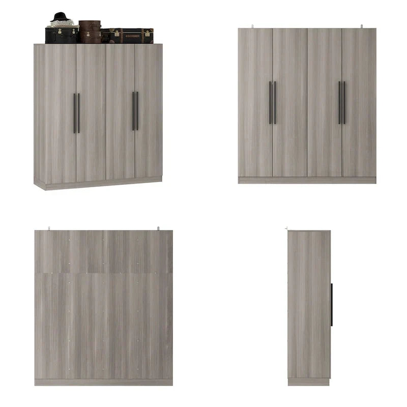 Armoire de rangement moderne sur pied en bois massif avec étagères
