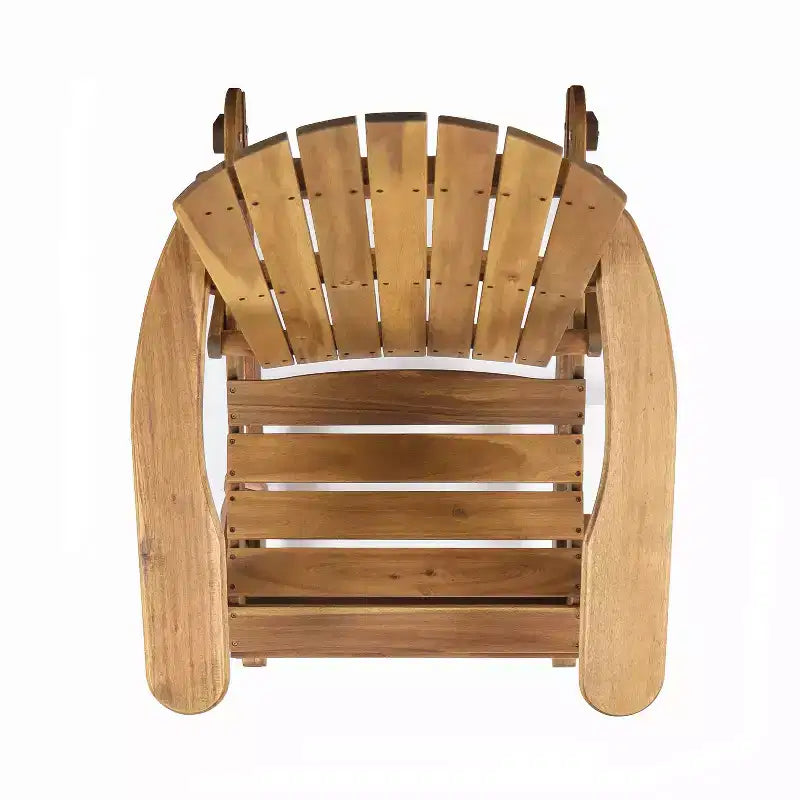 Okak Fauteuil à bascule rustique Adirondack en acacia de qualité supérieure, 1 pièce, chaise longue d'extérieur pour véranda, jardin et arrière-cour, naturel