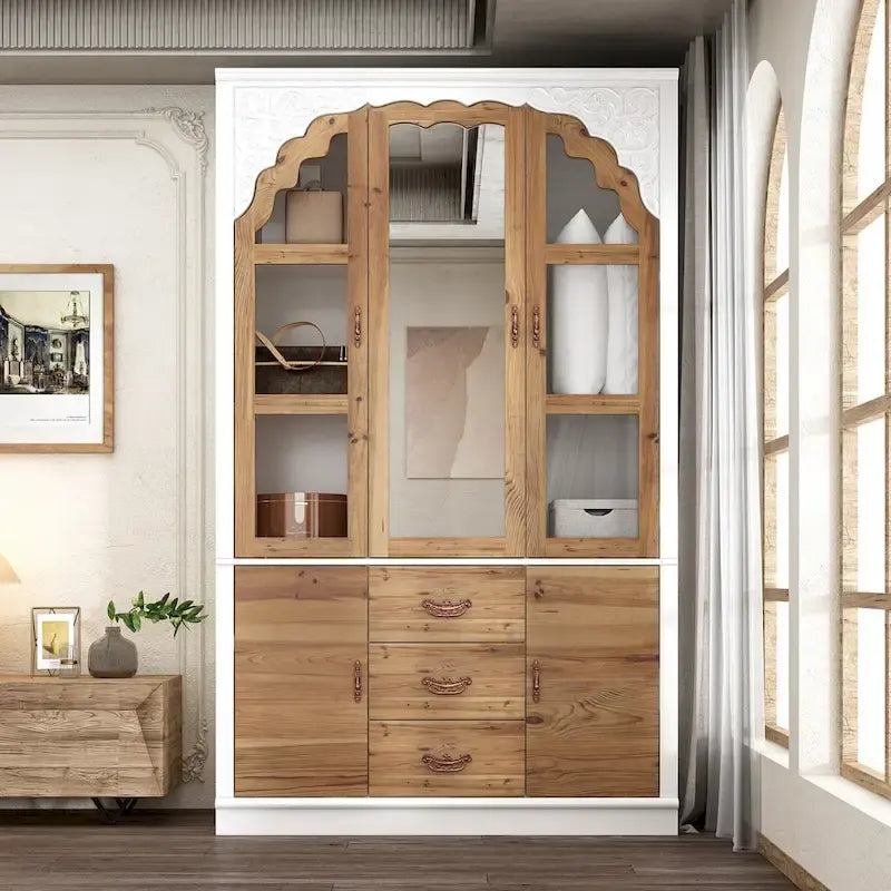 Ensemble de deux armoires Grand Closet d'inspiration vintage avec accents en métal